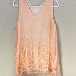Silk Romance Soft Surroundings Peach  Tunic Size M